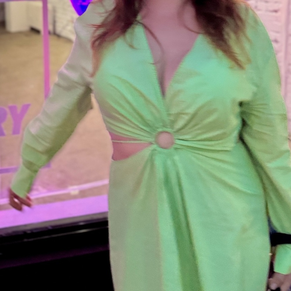 Lime green cut out dress
